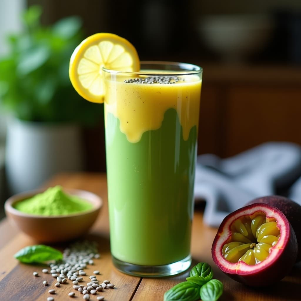 Batido de Espirulina y Maracuyá con Leche de Cáñamo: Bebida Energética Sin Lácteos en 5 Minutos