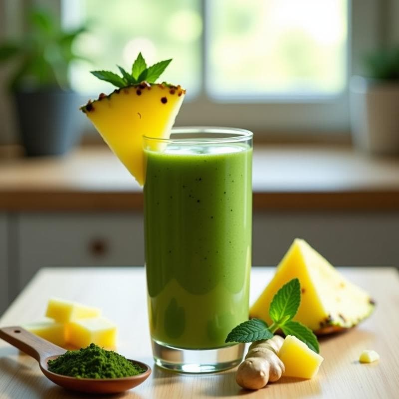 Batido de Espirulina y Piña: Bebida Desintoxicante y Alta en Clorofila en 5 Minutos