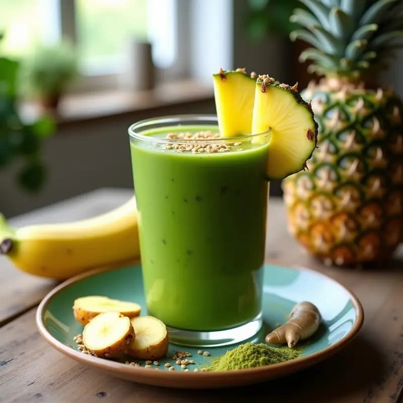 Batido de Espirulina y Piña: Bebida Detox Vegana para Energía Matutina