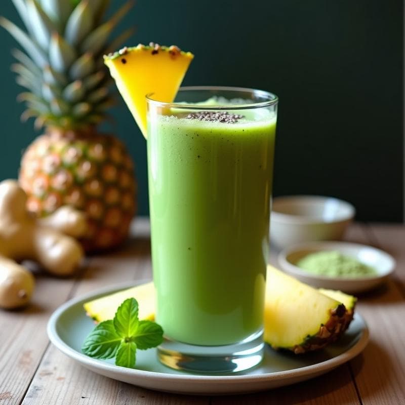 Batido de Espirulina y Piña con Jengibre: Bebida Detox y Energética Sin Lactosa en 5 Minutos