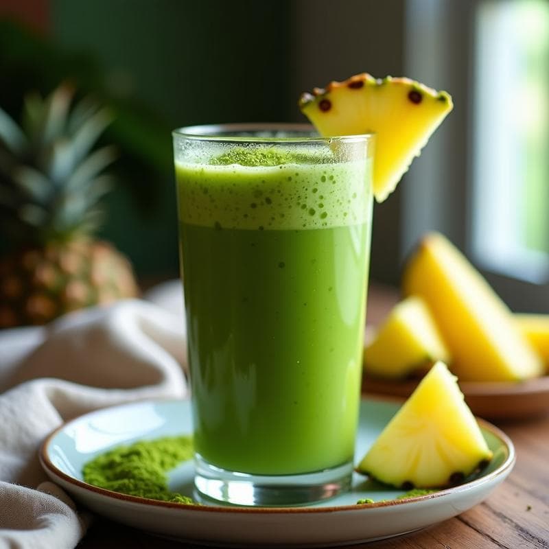 Batido de Espirulina, Piña y Jengibre: Bebida Energizante Vegana para el Gym