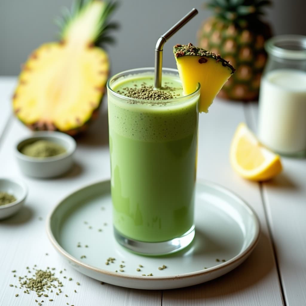 Batido de Espirulina y Piña con Leche de Bremer: Bebida Detox y Mineralizante