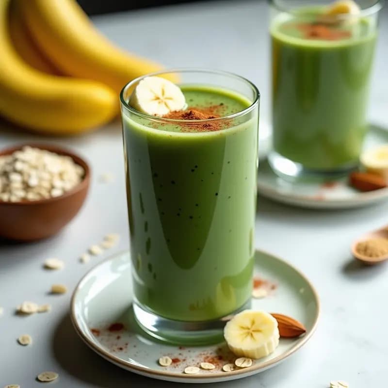 Batido de Espirulina y Plátano con Leche de Almendras: Desayuno Superalimento Vegano y Saciante