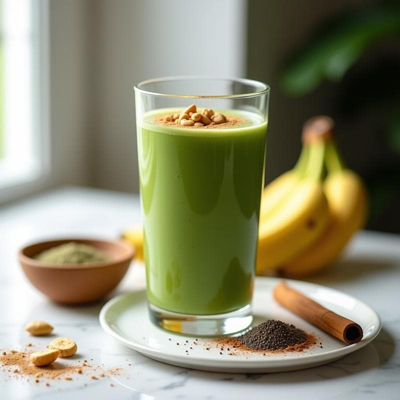 Batido de Espirulina, Plátano y Cacahuete: Bebida Energética Pre-Entreno Sin Azúcar