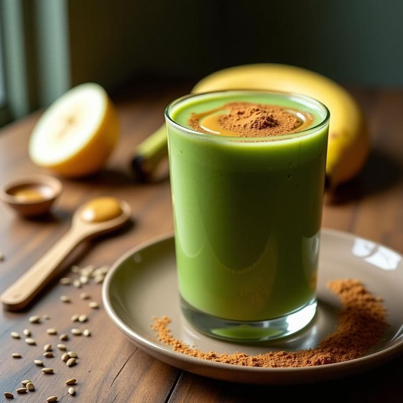 Batido de Espirulina, Plátano y Mantequilla de Maní: Desayuno Energético Vegano en 5 Minutos