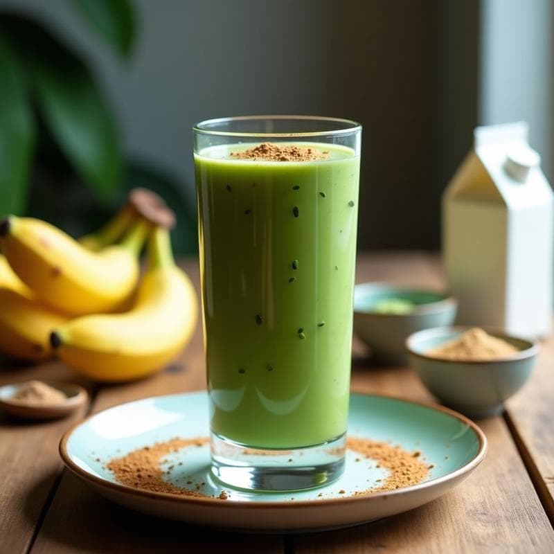 Batido de Espirulina y Plátano: Desayuno Detox Sin Lactosa con Semillas de Cáñamo