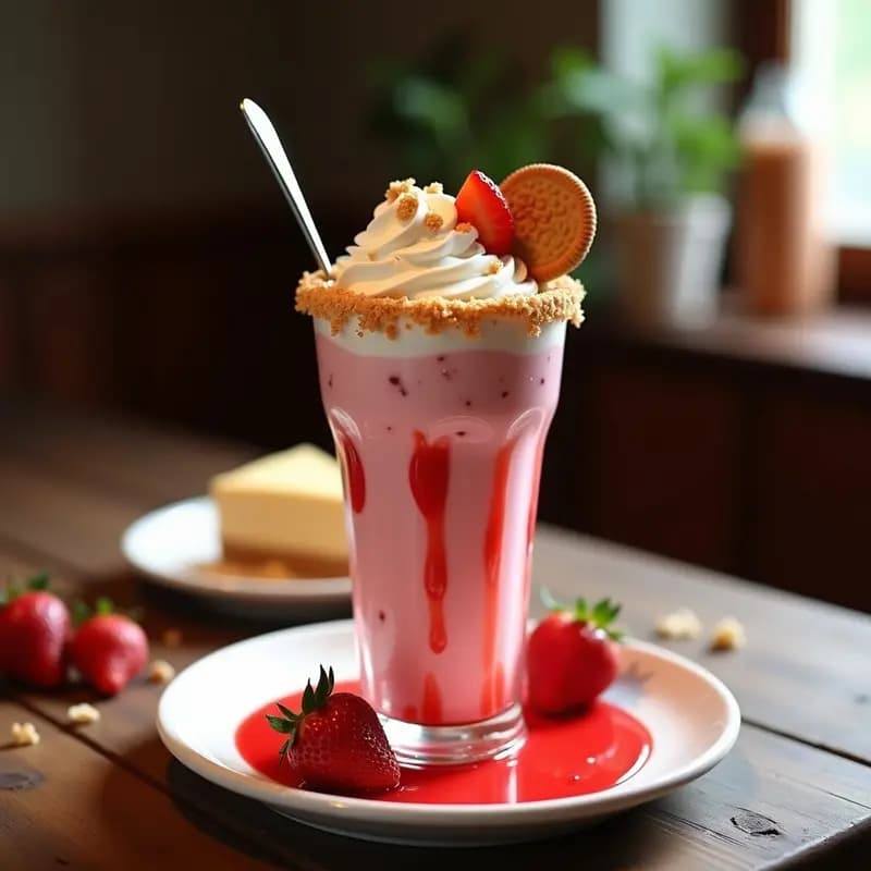 Batido de Fresa, Cheesecake y Galleta María: Bebida de Postre Irresistible