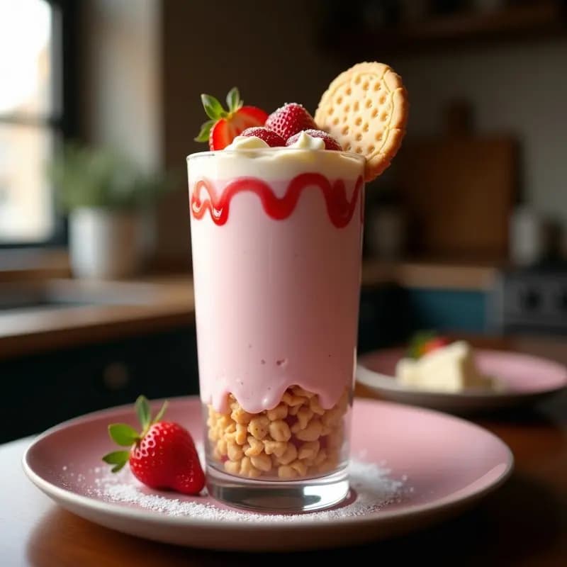 Batido de Fresa, Cheesecake y Galletas Digestive: Dessert en un Vaso
