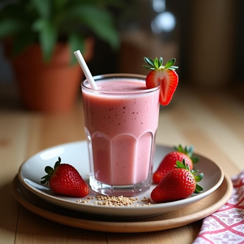 Batido de Fresa, Chía y Coco: Bebida Vegana Alta en Omega 3