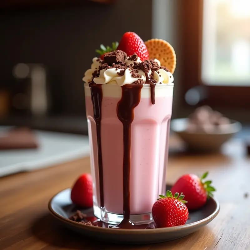 Batido de Fresa con Helado de Cheesecake y Trozos de Brownie: Postre en Vasco para Amantes del Dulce