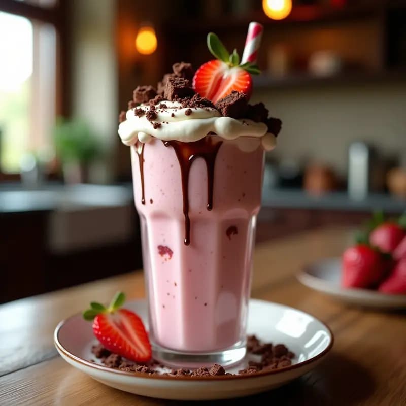 Batido de Fresa, Helado de Vainilla y Brownies Triturados: Postre en Vaso para Chuparse los Dedos