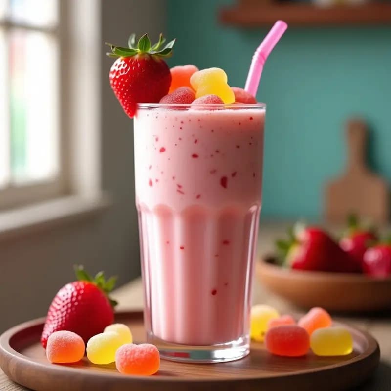 Batido de Fresa con Leche Merengada y Gominolas: Bebida de los 90’s