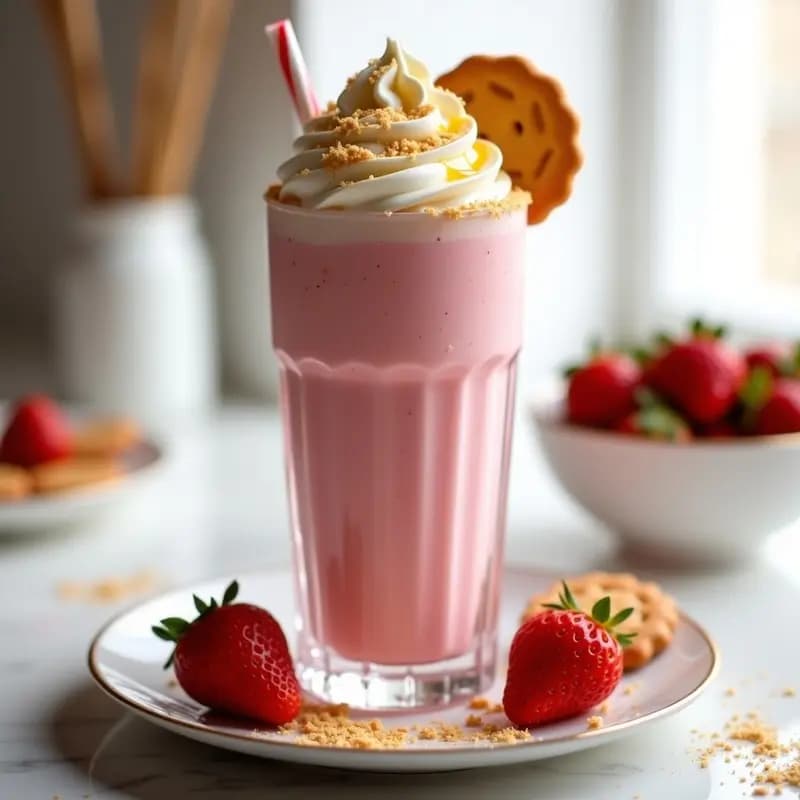 Batido de Fresa, Plátano y Galletas Maria con Nata Montada: Bebida Dulce y Cremosa