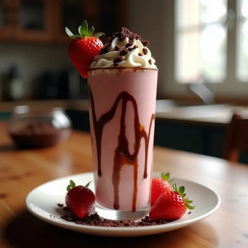 Batido de Fresas, Brownie y Helado de Vainilla: Triple Amenaza Dulce