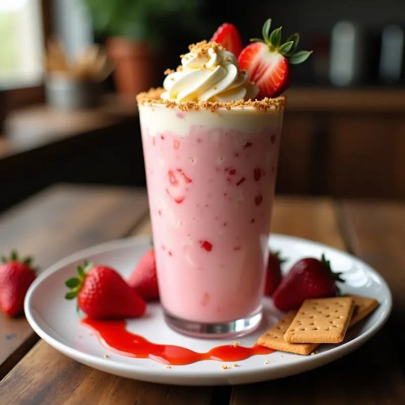 Batido de Fresas Cheesecake y Galletas Graham: Postre en Vaso con Textura Cremosa