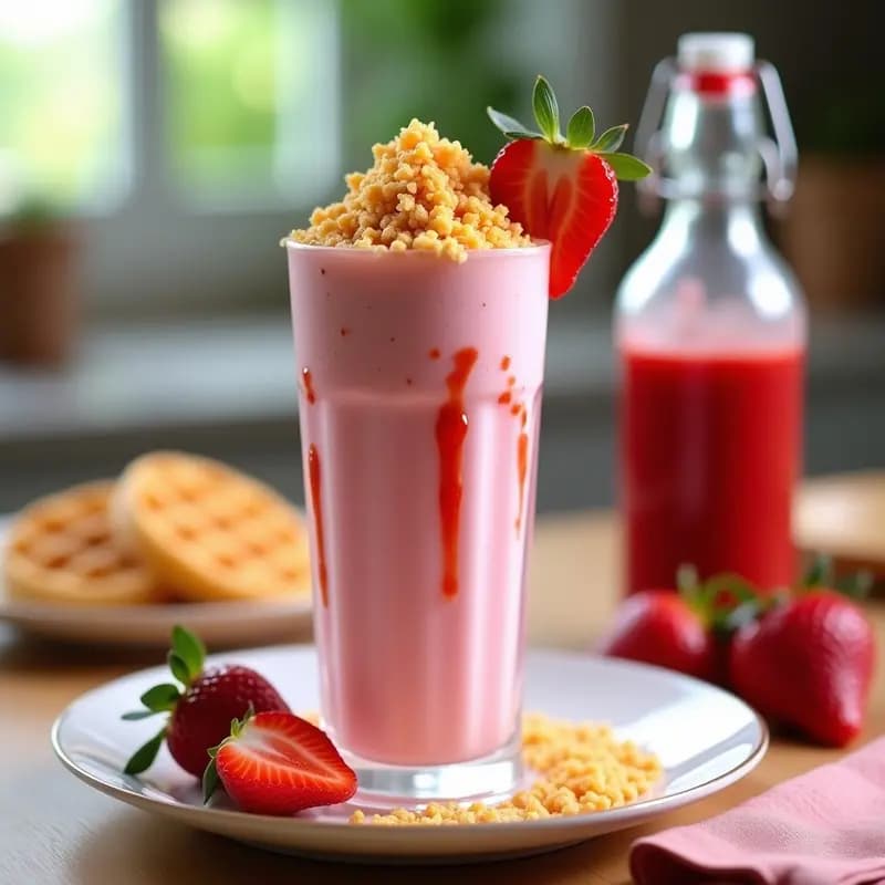 Batido de Fresas con Helado de Vainilla y Barquillos Triturados: Receta de Postre Veraniego