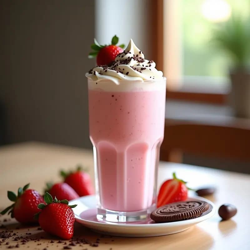 Batido de Fresas con Helado de Vainilla, Nata y Virutas de Chocolate: El Verano en un Vasco