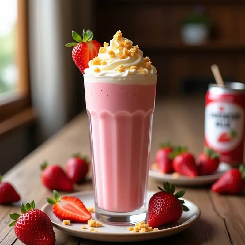 Batido de Fresas con Leche Condensada, Nata Montada y Barquillos: Postre en Vaso para Chuparse los Dedos