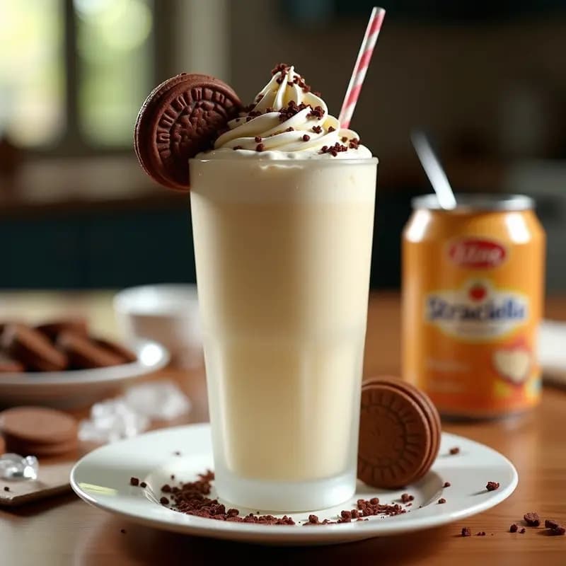 Batido de Galletas Loteria, Helado de Stracciatella y Leche Condensada: Postre en Vaso de Sueño
