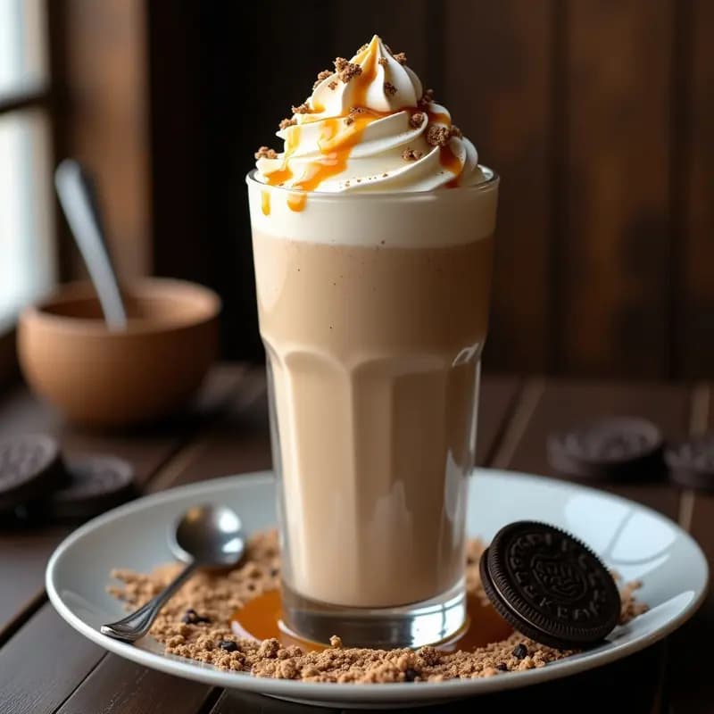 Batido de Galletas Oreo con Helado de Vainilla y Sirope de Caramelo: Bebida Americana Ultradulce