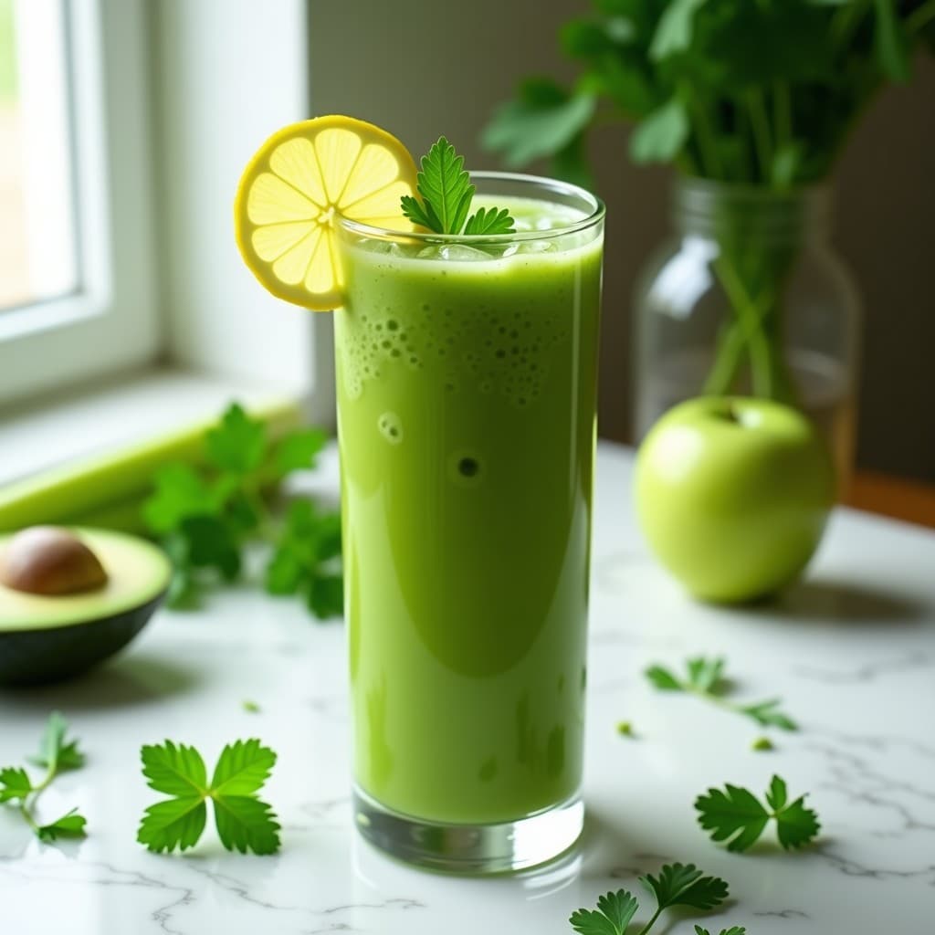  Batido Green Goddess con Aguacate, Apio y Hierbas Frescas: Bebida Verdes Detox en 5 Minutos