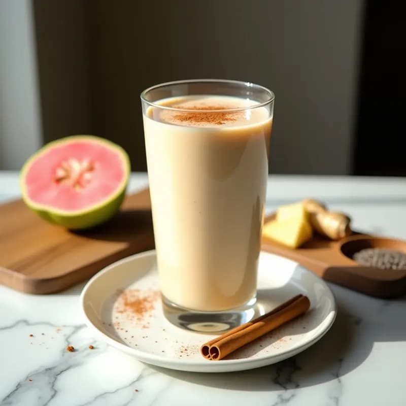 Batido de Guayaba y Leche de Almendras con Canela: Bebida Ayurvédica para el Sistema Inmunológico en 5 Minutos