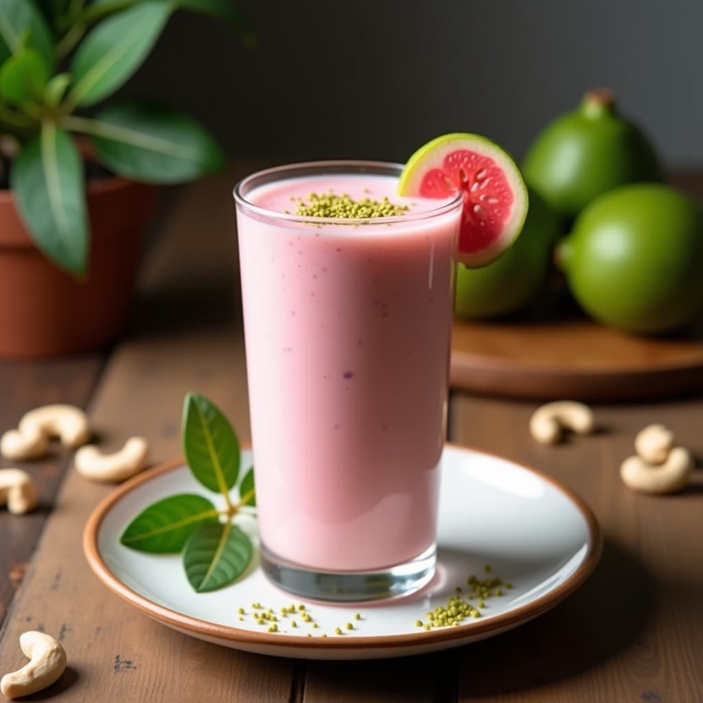 Batido de Guayaba y Leche de Anacardo con Semillas de Cardamomo: Bebida Colombiana Sin Lácteos