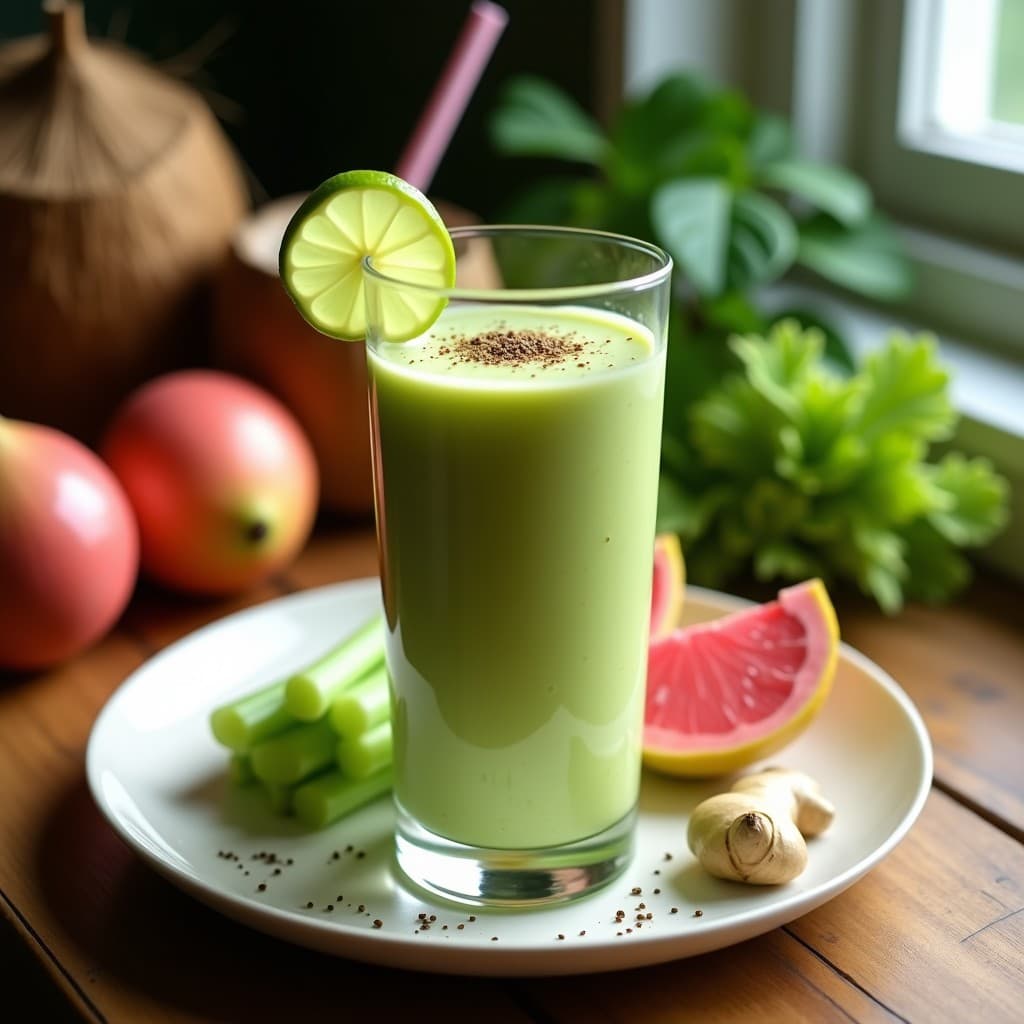 Batido de Guayaba y Apio con Jengibre: Bebida Detox Tamil Sin Azúcar