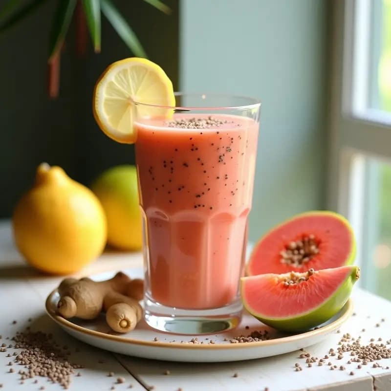 Batido de Guayaba y Chía con Toque de Jengibre: Bebida Colombiana Antiinflamatoria en 5 Minutos