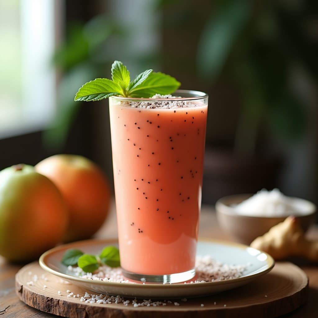 Batido de Guayaba y Chía con Jengibre Fresco: Bebida Antioxidante Caribeña