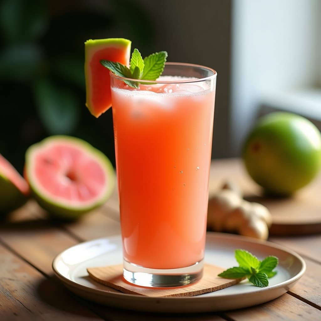 Batido de Guayaba y Jengibre: Bebida Tropical Sin Lácteos con Toque Picante