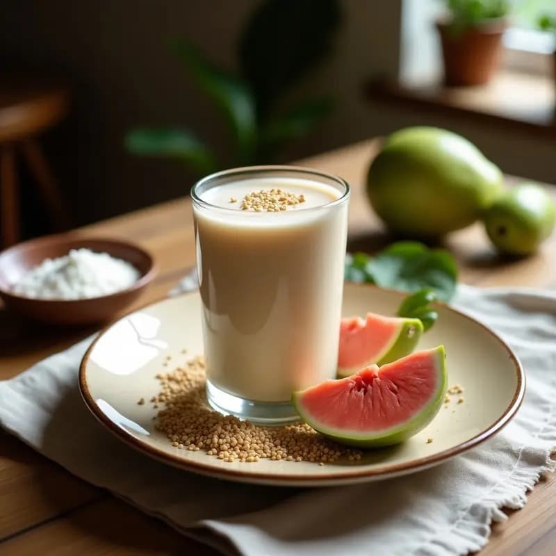 Batido de Guayaba y Linaza con Leche de Coco: Bebida desintoxicante Sin Lactosa