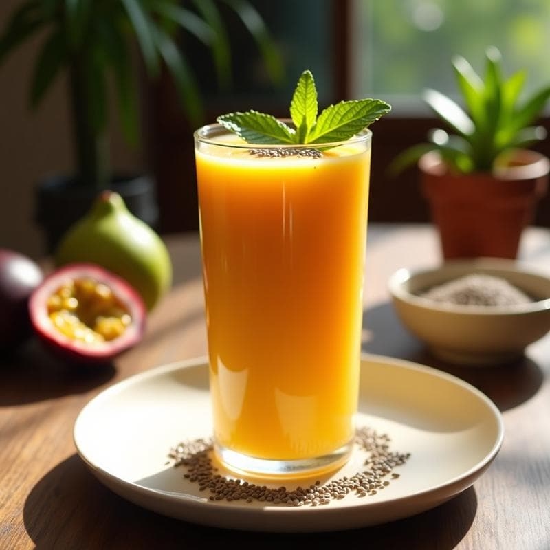 Batido de Guayaba y Maracuyá con Semillas de Chía: Bebida Tropical Sin Azúcar