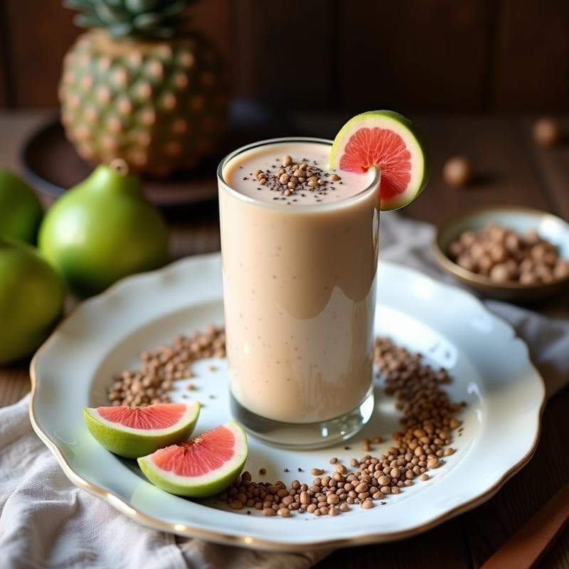 Batido de guayaba y yogur de coco con semillas de chía: Bebida antioxidante y saciante