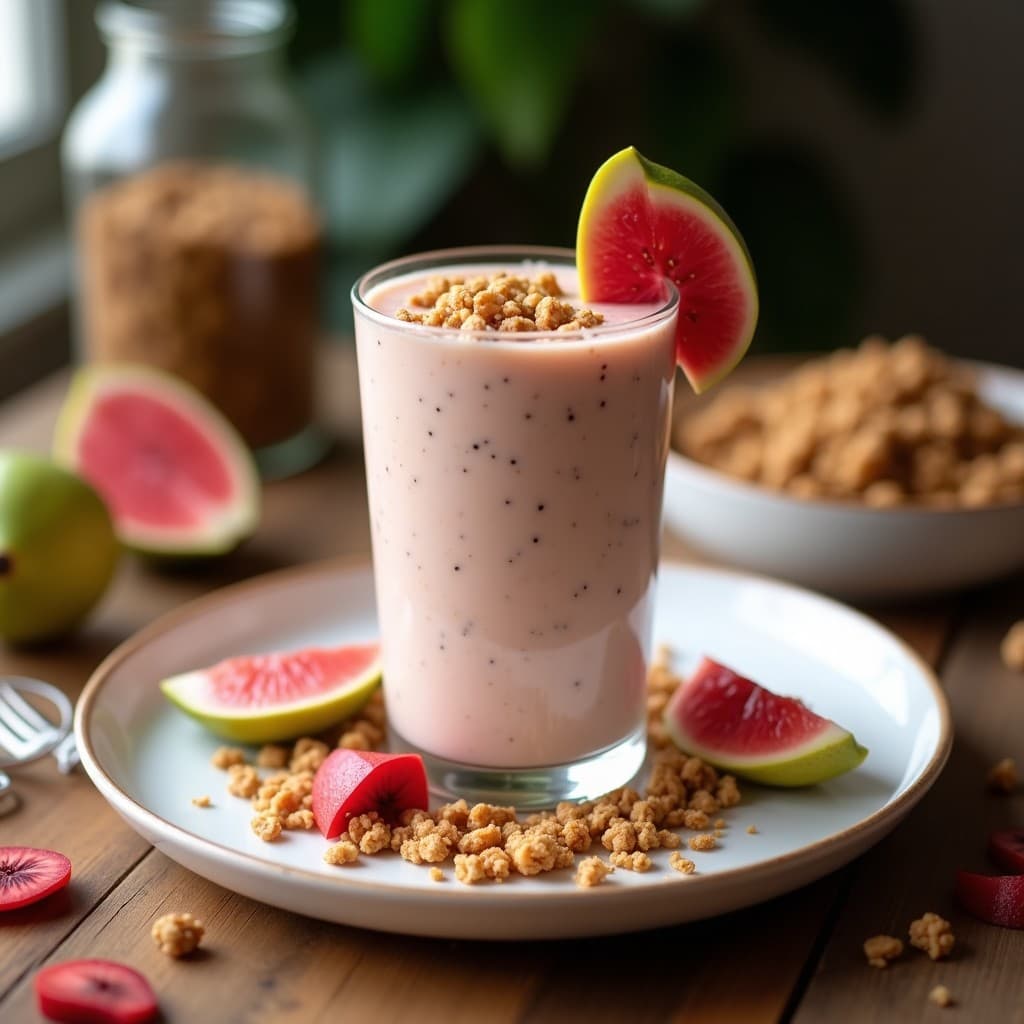 Batido de Guayaba y Yogur de Coco con Granola de Quinoa: Desayuno Colombiano Sin Lácteos
