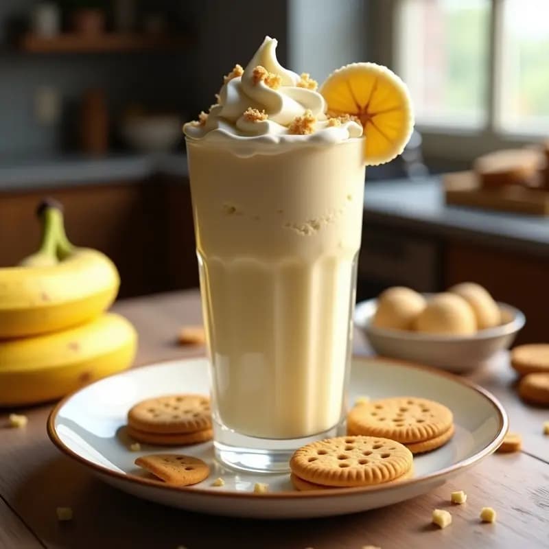 Batido de Helado de Vainilla, Plátano, Galletas Maria y Nata Ligera: Bebida que es un Postre Líquido