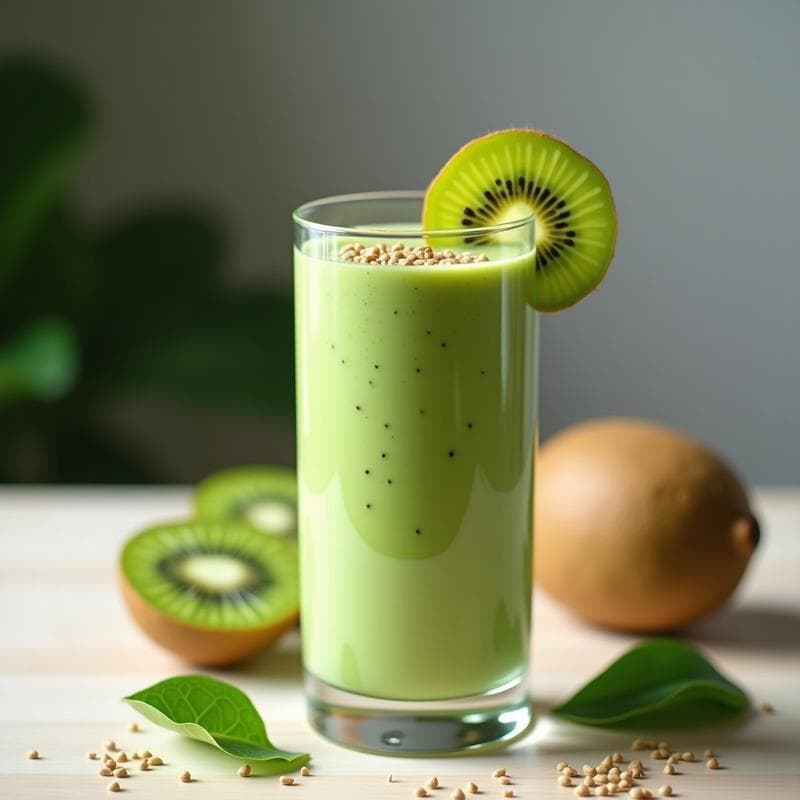 Batido Verde de Kéfir y Kiwi con Semillas de Cáñamo: Bebida Probiótica y Rica en Omega-3