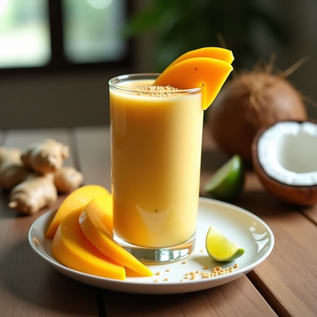Batido de Kéfir con Mango y Jengibre: Bebida Probiótica para Digestión Ligera