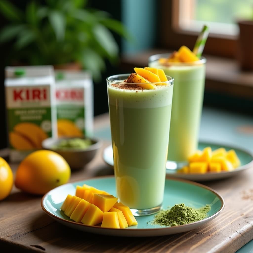 Batido de Kiri y Mango con Espirulina: Bebida Energética y Proteica para Niños
