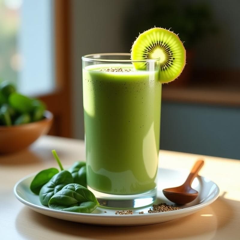 Batido de Kiwi y Espinaca con Semillas de Cáñamo: Bebida Detox y Alta en Fibra