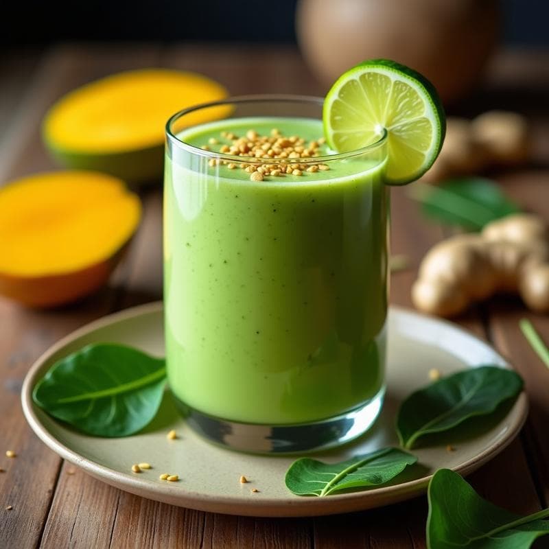 Batido Verde de Kiwicha y Mango con Jengibre: Bebida Andina Detox en 5 Minutos