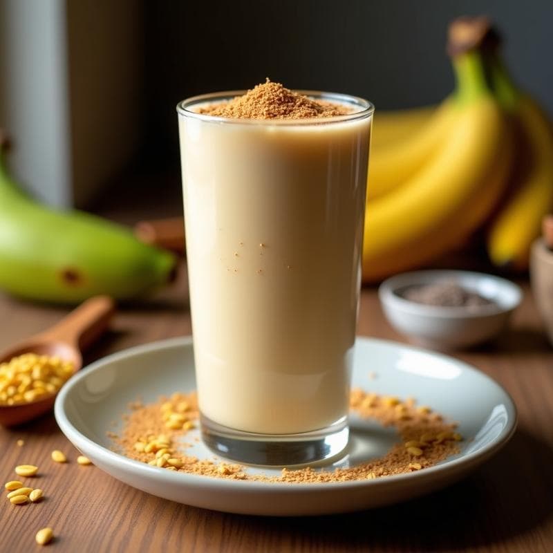 Batido de Linhaza Dorada y Plátano Macho con Canela: Bebida Keto Energética en 5 Minutos