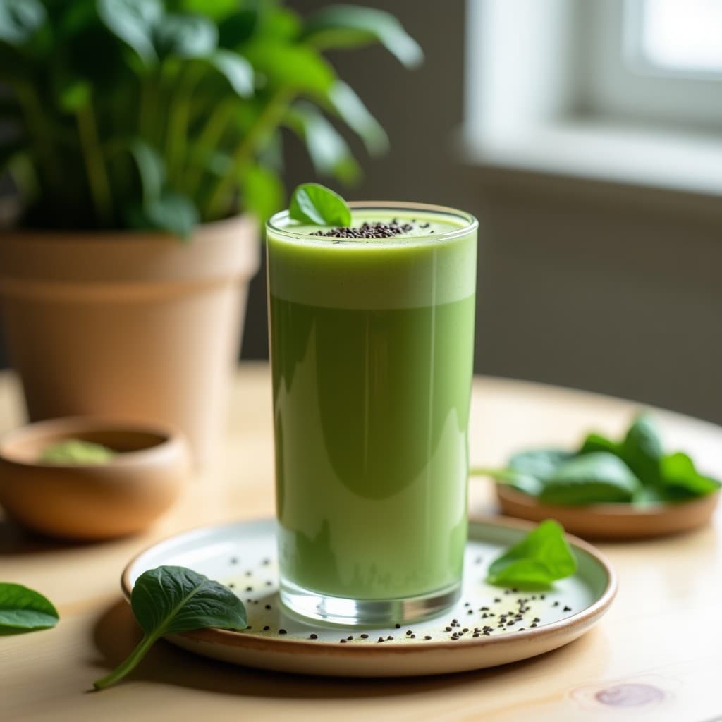 Batido de Macha y Espinacas con Leche de Camello: Bebida Energética Sin Azúcar