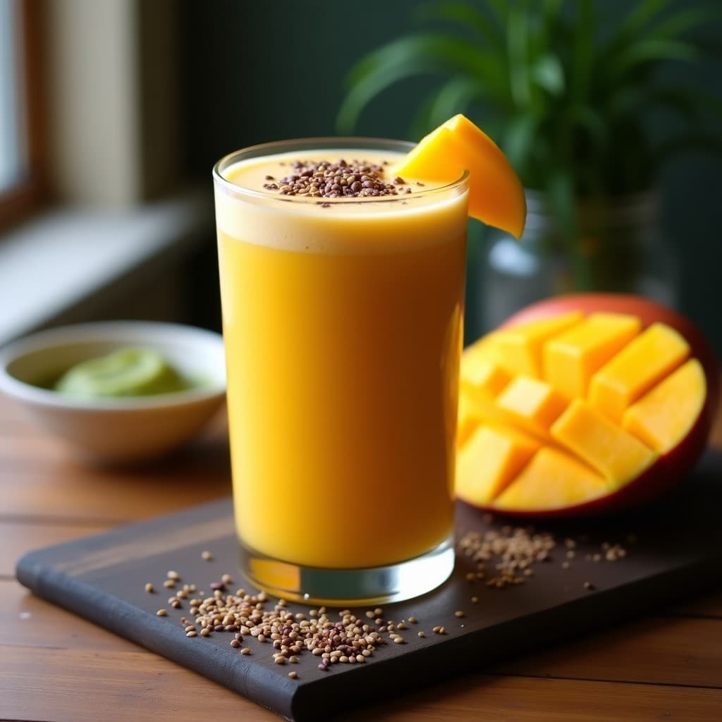 Batido de Mango y Semillas de Cacao con Toque de Wasabi: Bebida Tailandesa Energética