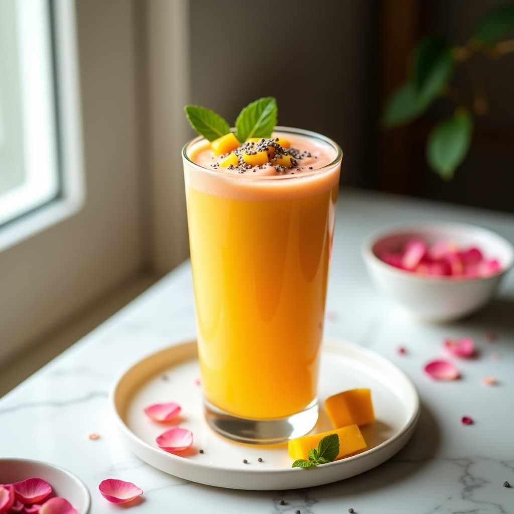 Batido de Mango y Chía con Agua de Rosa: Bebida Detox y Refrescante en 5 Minutos