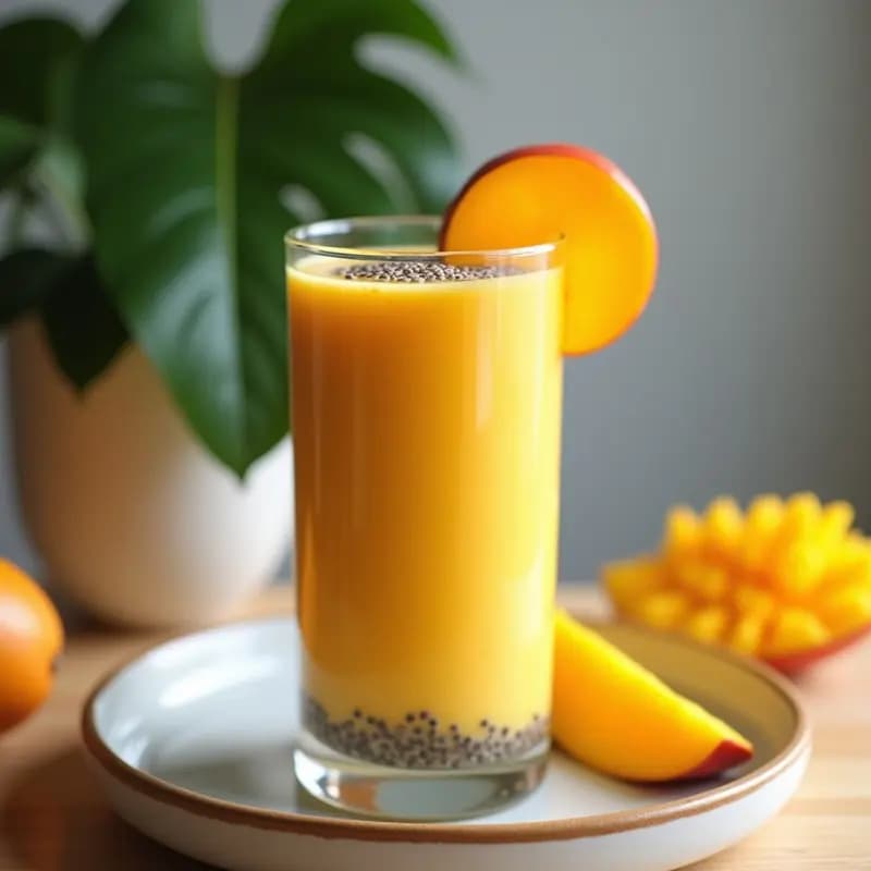 Batido de Mango y Chía con Leche de Almendras: Smoothie Energizante Sin Azúcar