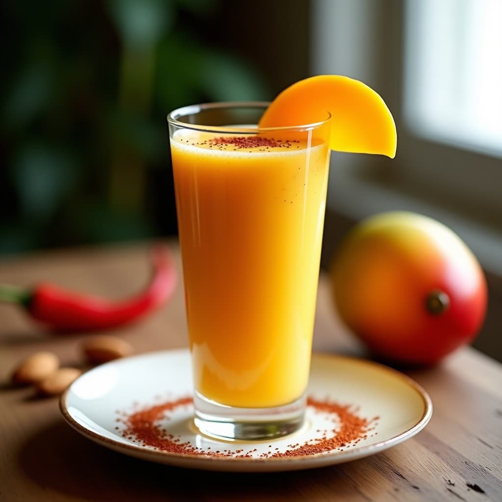 Batido de Mango y Chile Habanero con Leche de Almendras: Bebida Mexicana Dulce-Picante