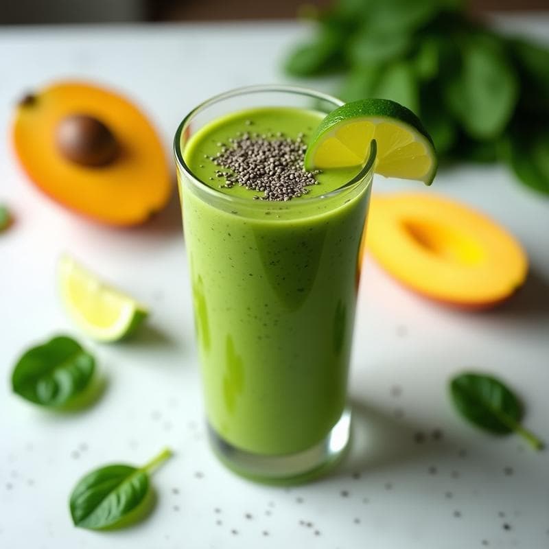 Batido de Mango, Espinacas y Semillas de Chía: Bebida Verde Tropical para Depurar
