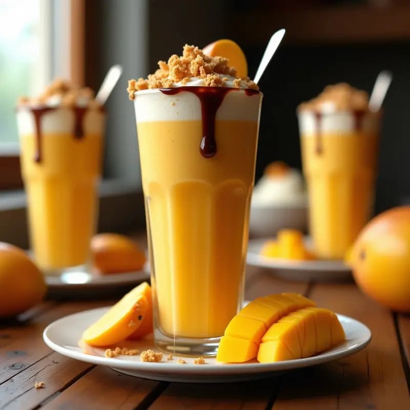 Batido de Mango con Helado de Vainilla y Trozos de Galleta María: Bebida Tropical y Cremosa