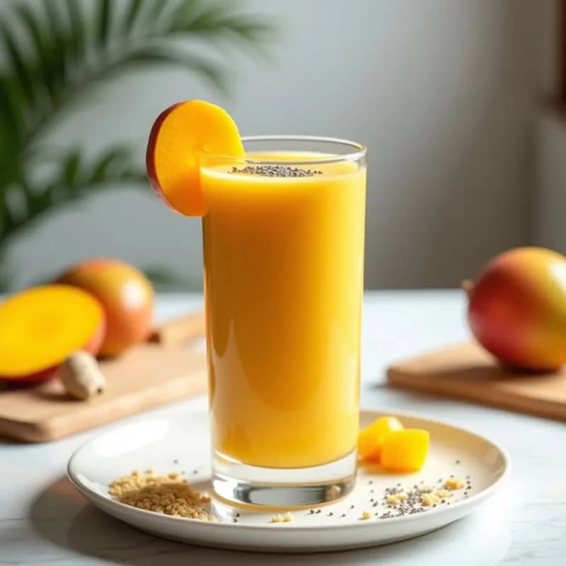 Batido de Tommy Atkins y Jengibre con Semillas de Chía: Desayuno Tropical Sin Lactosa